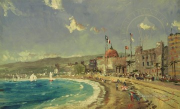 風景 Painting - ニースのビーチ ロバート ジラード TK 都市景観